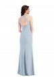 Bleu ciel clair Trapèze Licou Col V Crêpe Stretch Longue Formelles Robes demoiselle d'honneur / Robes de soirée / Robes de bal en Gros