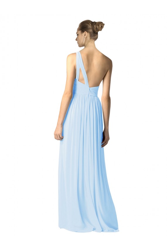 Bleu ciel clair Trapèze Mousseline Longue Robes demoiselle d'honneur en Gros
