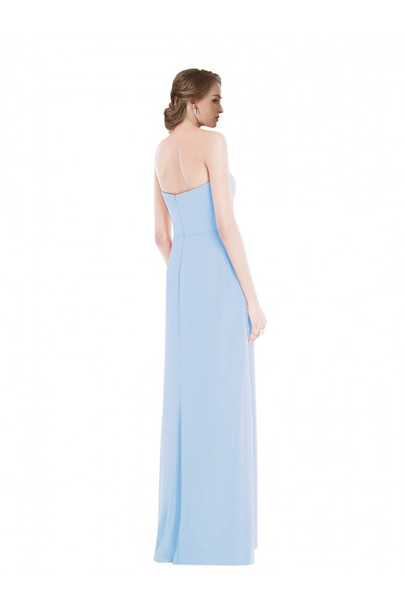 Bleu ciel clair Trapèze Mousseline Longue Robes demoiselle d'honneur en Gros