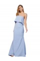 Bleu ciel clair Trapèze Sans bretelle Crêpe Stretch Longue Formelles Robes demoiselle d'honneur / Robes de soirée / Robes de bal en Gros