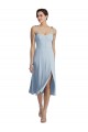 Bleu ciel clair Trapèze midi Crêpe Stretch Courte Robes demoiselle d'honneur / Robes de bal / Robes de cocktail en Gros
