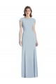 Bleu ciel clair Trompette Bateau Crêpe Stretch Longue Robes demoiselle d'honneur / Robes de bal en Gros
