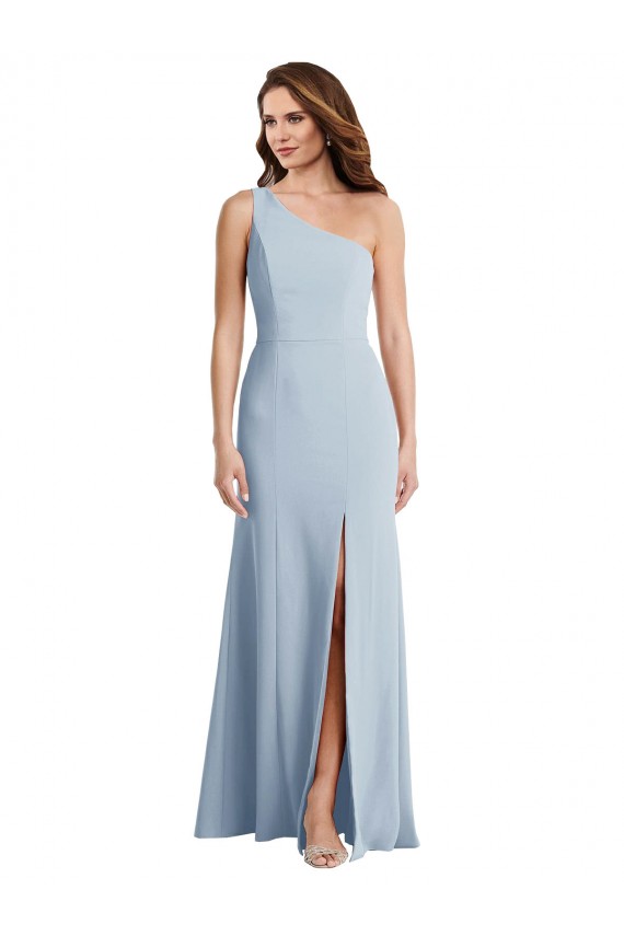 Bleu ciel clair Trompette Crêpe Stretch Longue Formelles Robes demoiselle d'honneur / Robes de soirée / Robes de bal en Gros