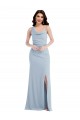 Bleu ciel clair Trompette Crêpe Stretch Longue Robes demoiselle d'honneur / Robes de bal en Gros