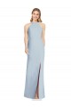 Bleu ciel clair Trompette Licou Col Haut Crêpe Stretch Longue Formelles Robes demoiselle d'honneur / Robes de soirée en Gros