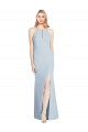 Bleu ciel clair Trompette Licou Crêpe Stretch Longue Robes demoiselle d'honneur / Robes de bal en Gros