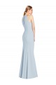 Bleu ciel clair Trompette Licou Crêpe Stretch Longue Robes demoiselle d'honneur / Robes de bal en Gros