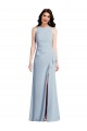 Bleu ciel clair Trompette Licou Crêpe Stretch Longue Robes demoiselle d'honneur / Robes de bal en Gros