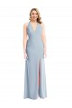 Bleu ciel clair Trompette Licou Crêpe Stretch Longue Robes demoiselle d'honneur / Robes de bal en Gros