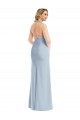 Bleu ciel clair Trompette Licou Crêpe Stretch Longue Robes demoiselle d'honneur / Robes de bal en Gros