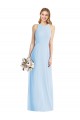 Bleu ciel clair Trompette Licou Mousseline Longue Robes demoiselle d'honneur en Gros
