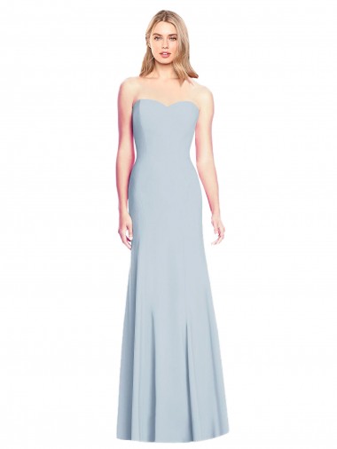 Bleu ciel clair Trompette Sans bretelle Crêpe Stretch Longue Robes demoiselle d'honneur / Robes de bal en Gros