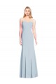 Bleu ciel clair Trompette Sans bretelle Crêpe Stretch Longue Robes demoiselle d'honneur / Robes de bal en Gros