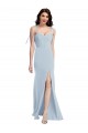 Bleu ciel clair Trompette Sans bretelle Crêpe Stretch Longue Robes demoiselle d'honneur / Robes de bal en Gros