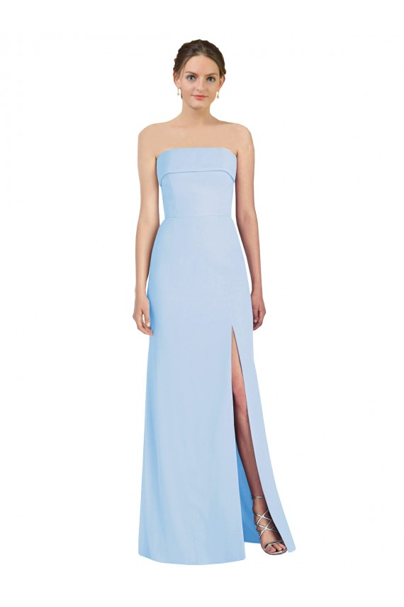 Bleu ciel clair Trompette Sans bretelle Mousseline Longue Formelles Robes demoiselle d'honneur / Robes de soirée en Gros