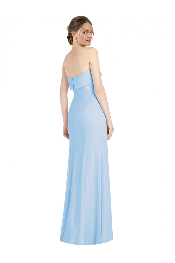 Bleu ciel clair Trompette Sans bretelle Mousseline Longue Formelles Robes demoiselle d'honneur / Robes de soirée en Gros