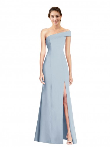 Bleu ciel clair Trompette Épaule Dénudée Crêpe Stretch Longue Formelles Robes demoiselle d'honneur / Robes de soirée / Robes de bal en Gros
