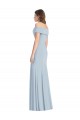 Bleu ciel clair Trompette Épaule Dénudée Crêpe Stretch Longue Robes demoiselle d'honneur / Robes de bal en Gros