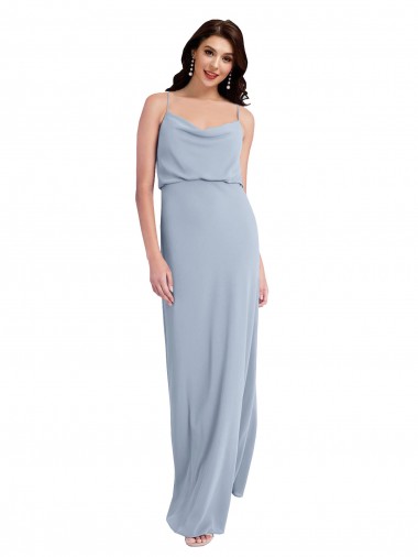 Bleu fumée Fourreau Bretelles spaghetti Crêpe Stretch Longue Formelles Robes demoiselle d'honneur / Robes de soirée / Robes de bal en Gros
