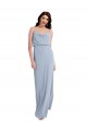 Bleu fumée Fourreau Bretelles spaghetti Crêpe Stretch Longue Formelles Robes demoiselle d'honneur / Robes de soirée / Robes de bal en Gros