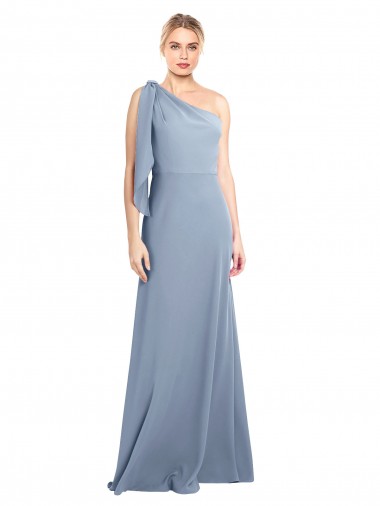 Bleu fumée Fourreau Crêpe Stretch Longue Formelles Robes demoiselle d'honneur / Robes de soirée / Robes de bal en Gros