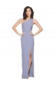 Bleu fumée Fourreau Crêpe Stretch Longue Formelles Robes demoiselle d'honneur / Robes de soirée / Robes de bal en Gros