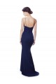 Bleu marine Sirène Bretelles spaghetti Col V Crêpe Stretch Longue Formelles Robes demoiselle d'honneur / Robes de soirée / Robes de bal en Gros