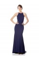 Bleu marine Sirène Licou Col Haut Crêpe Stretch Longue Formelles Robes demoiselle d'honneur / Robes de soirée / Robes de bal en Gros