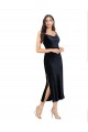 Bleu marine foncé Colonne midi Velours Stretch Courte Robes demoiselle d'honneur / Robes de soirée / Robes de cocktail en Gros