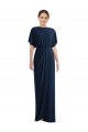 Bleu marine foncé Fourreau Bateau Spandex Longue Robes demoiselle d'honneur / Robes de bal en Gros