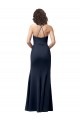 Bleu marine foncé Fourreau Bretelles spaghetti Crêpe Stretch Longue Formelles Robes demoiselle d'honneur / Robes de soirée / Robes de bal en Gros