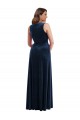 Bleu marine foncé Fourreau Col V Velours Stretch Longue Formelles Robes demoiselle d'honneur / Robes de soirée / Robes de bal en Gros
