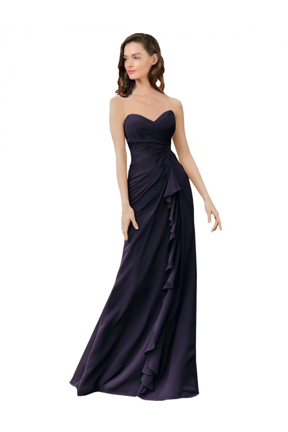 Bleu marine foncé Fourreau Mousseline Longue Robes demoiselle d'honneur en Gros