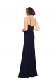 Bleu marine foncé Fourreau Scoop Mousseline Longue Robes demoiselle d'honneur en Gros