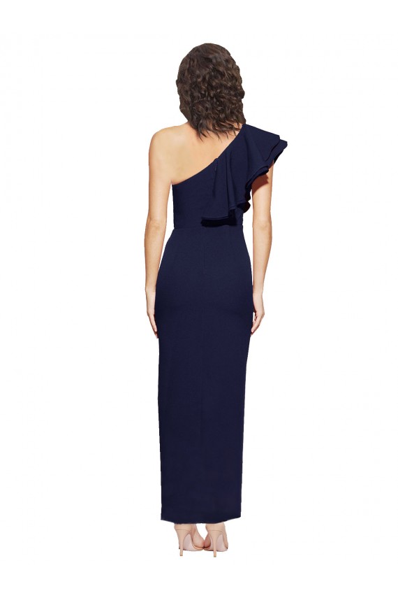Bleu marine foncé Fourreau Crêpe Stretch Longue Formelles Robes demoiselle d'honneur / Robes de soirée / Robes de bal en Gros