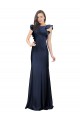 Bleu marine foncé Sirène Bateau Crêpe Stretch Longue Robes demoiselle d'honneur / Robes de bal en Gros