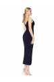 Bleu marine foncé Sirène Bretelles spaghetti Crêpe Stretch Courte Asymétrique Robes demoiselle d'honneur / Robes de soirée / Robes de cocktail en Gros