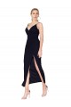 Bleu marine foncé Sirène Col V Mousseline Courte Robes demoiselle d'honneur / Robes de soirée / Robes de cocktail en Gros
