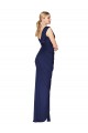 Bleu marine foncé Sirène Col V Mousseline Longue Formelles Robes demoiselle d'honneur / Robes de soirée / Robes de bal en Gros