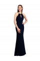 Bleu marine foncé Sirène Licou Mousseline Longue Robes demoiselle d'honneur en Gros