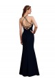 Bleu marine foncé Sirène Licou Mousseline Longue Robes demoiselle d'honneur en Gros