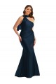 Bleu marine foncé Sirène Licou Satiné Soyeux Longue Formelles Robes demoiselle d'honneur / Robes de soirée / Robes de bal en Gros