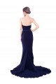 Bleu marine foncé Sirène Sans bretelle Balayage train Crêpe Stretch Longue Robes demoiselle d'honneur / Robes de bal en Gros