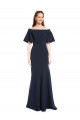 Bleu marine foncé Sirène Épaule Dénudée Crêpe Stretch Longue Formelles Robes demoiselle d'honneur / Robes de soirée / Robes de bal en Gros