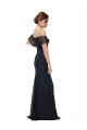 Bleu marine foncé Sirène Épaule Dénudée Dentelle Longue Robes demoiselle d'honneur / Robes de bal en Gros