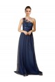 Bleu marine foncé Trapèze Balayage train Tulle Longue Robes demoiselle d'honneur en Gros
