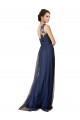 Bleu marine foncé Trapèze Balayage train Tulle Longue Robes demoiselle d'honneur en Gros