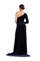 Bleu marine foncé Trapèze Balayage train Velours Stretch Longue Formelles Robes demoiselle d'honneur / Robes de soirée / Robes de bal en Gros