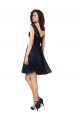 Bleu marine foncé Trapèze Bateau Tulle Dentelle Courte Robes demoiselle d'honneur / Robes de cocktail en Gros