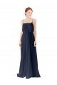 Bleu marine foncé Trapèze Bretelles spaghetti Mousseline Longue Robes demoiselle d'honneur en Gros